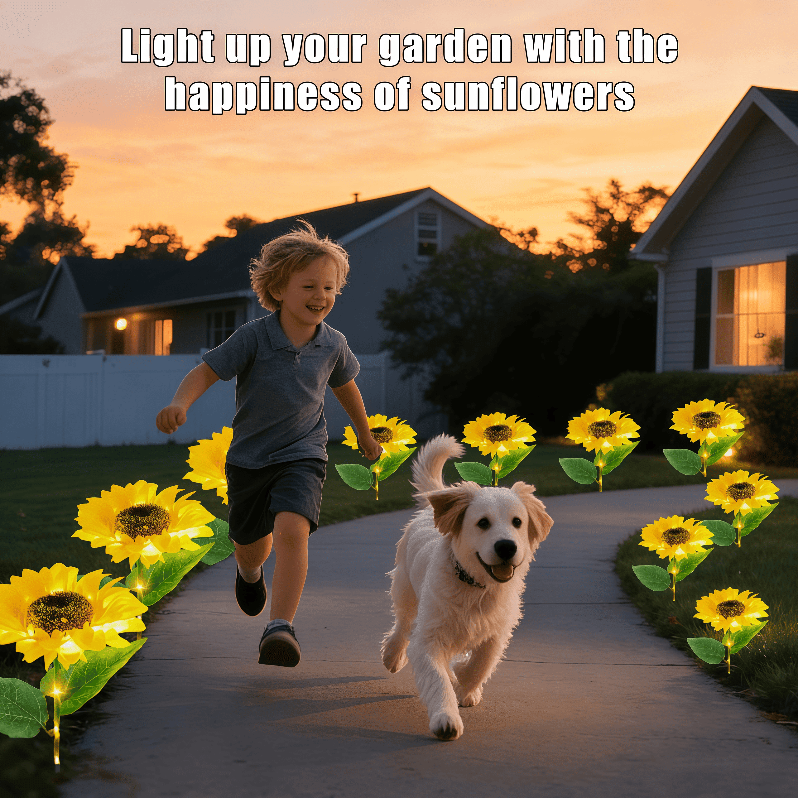 4 Pack Solar Garden Lights, Solar Sunflower Lights Outdoor Waterproof with Auto On/Off, Solar Lights for Patio Lawn Outdoor Decor, Yellow