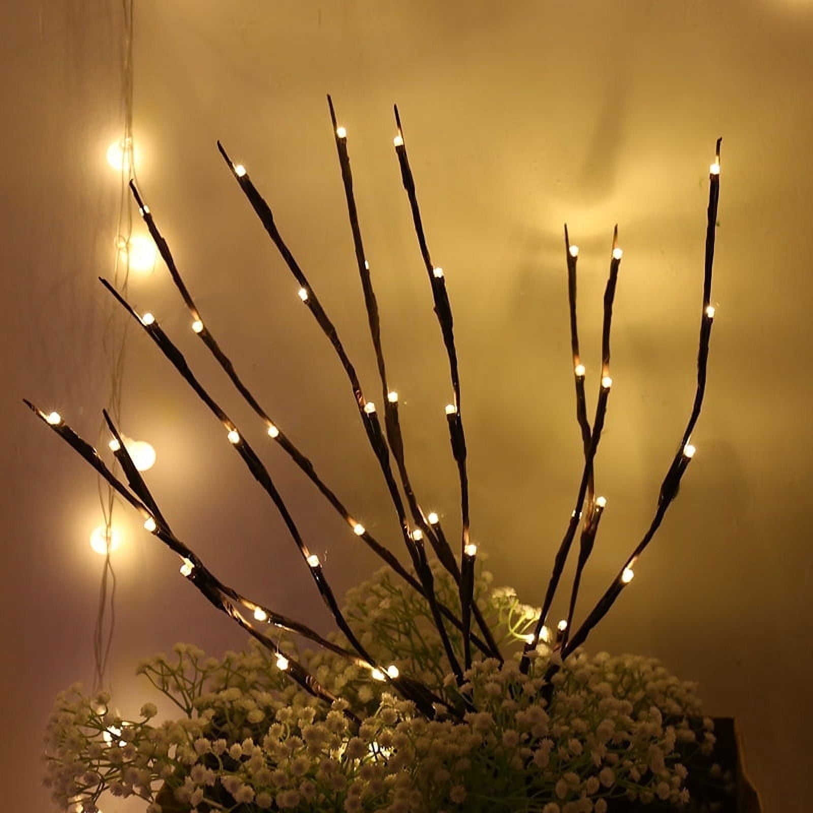 3 PACK Lighted Branches Lights With Remote Control Timer, Light Up Twig Lights for Valentine's Day Party Romantic Gift (USB Plug,30in, 60 LED, Dimmable, Warm White)