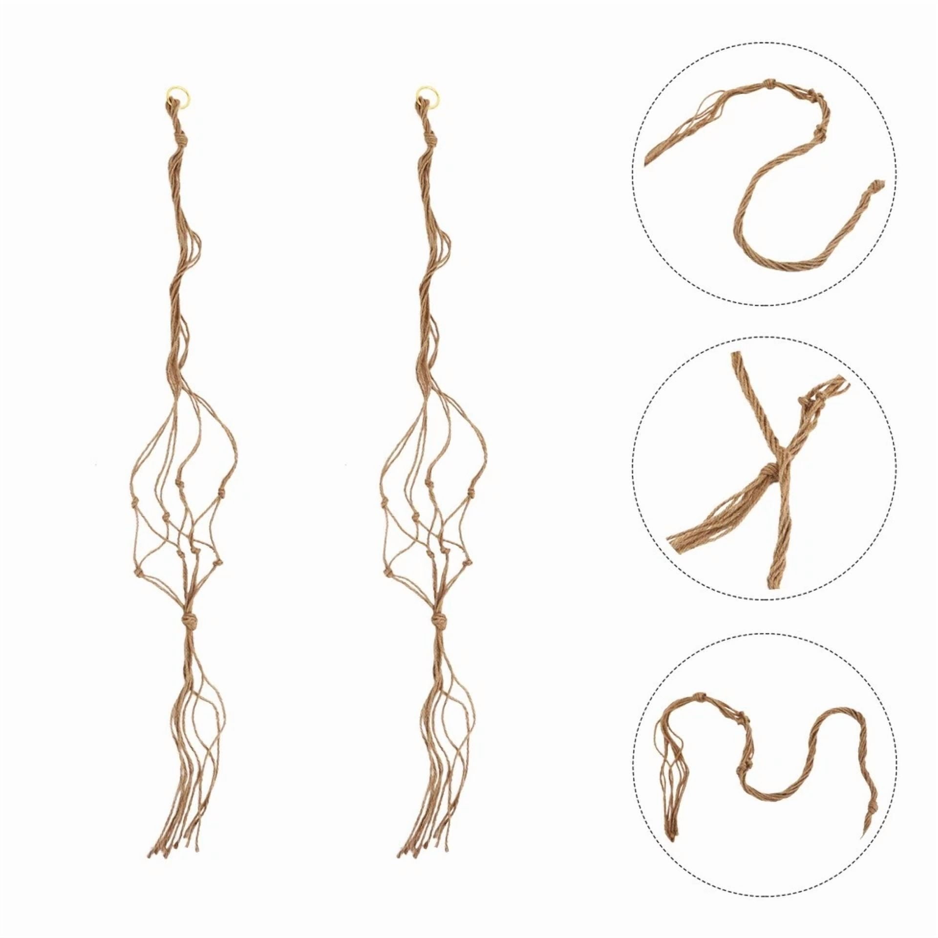 2 Pcs Plant Pot Hanger Hanging Basket Net Bag Flower Jute Hangers Outdoor