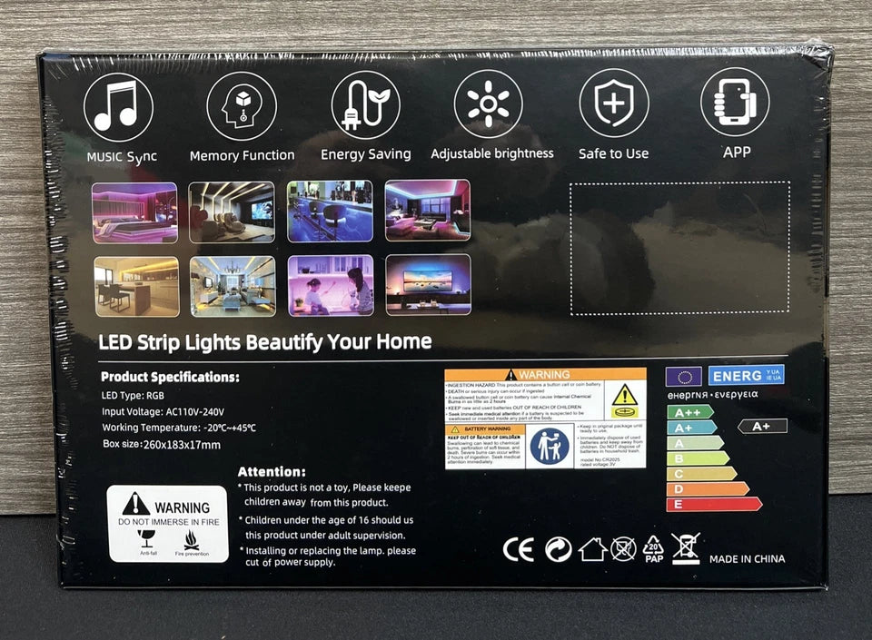 100Ft Led Strip Lights Rgb Music Sync Color Changing 100Ft, Multicolor Leeleberd