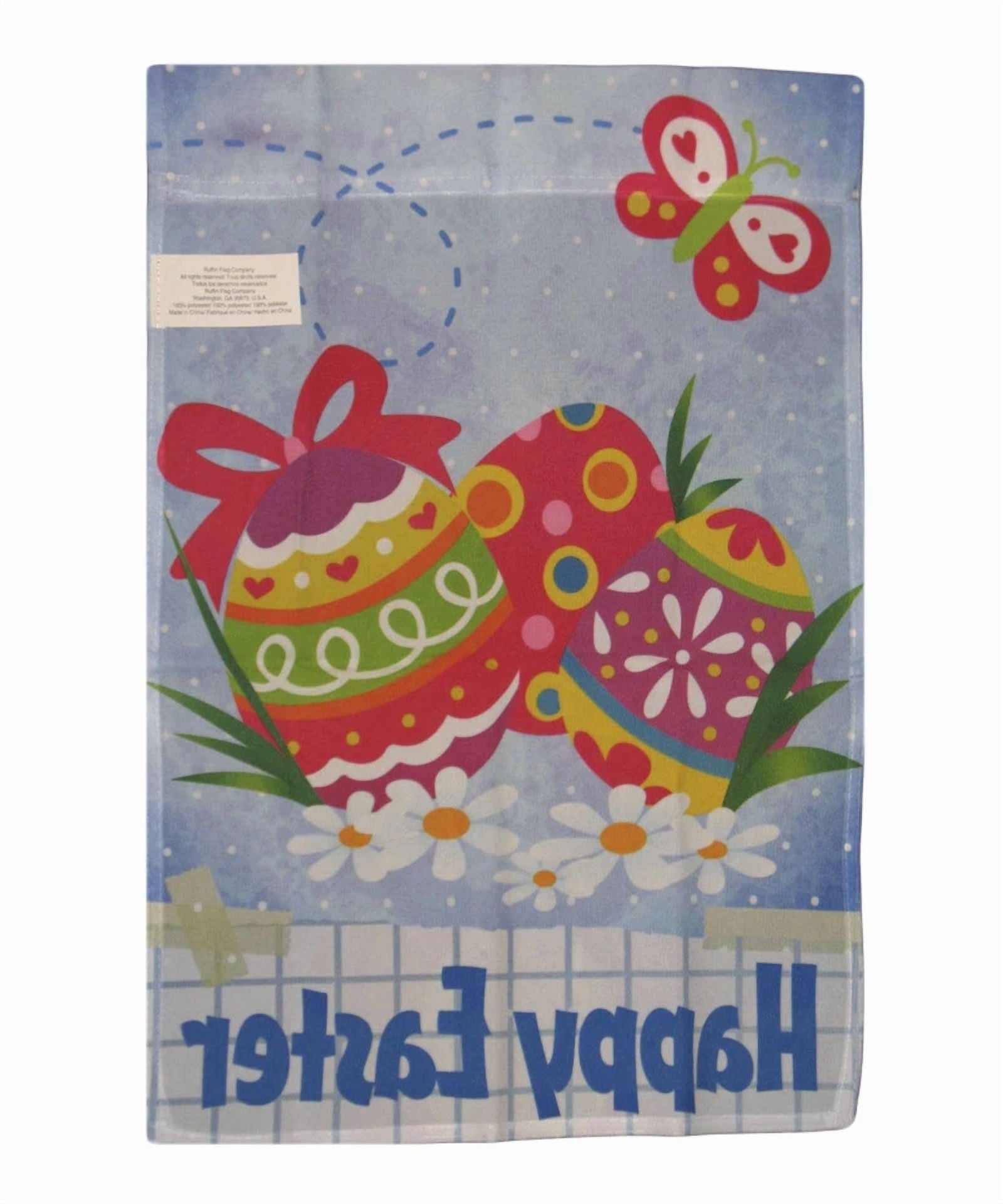 12X18 Happy Easter Eggs Banner Sleeved Garden 12"X18" Flag