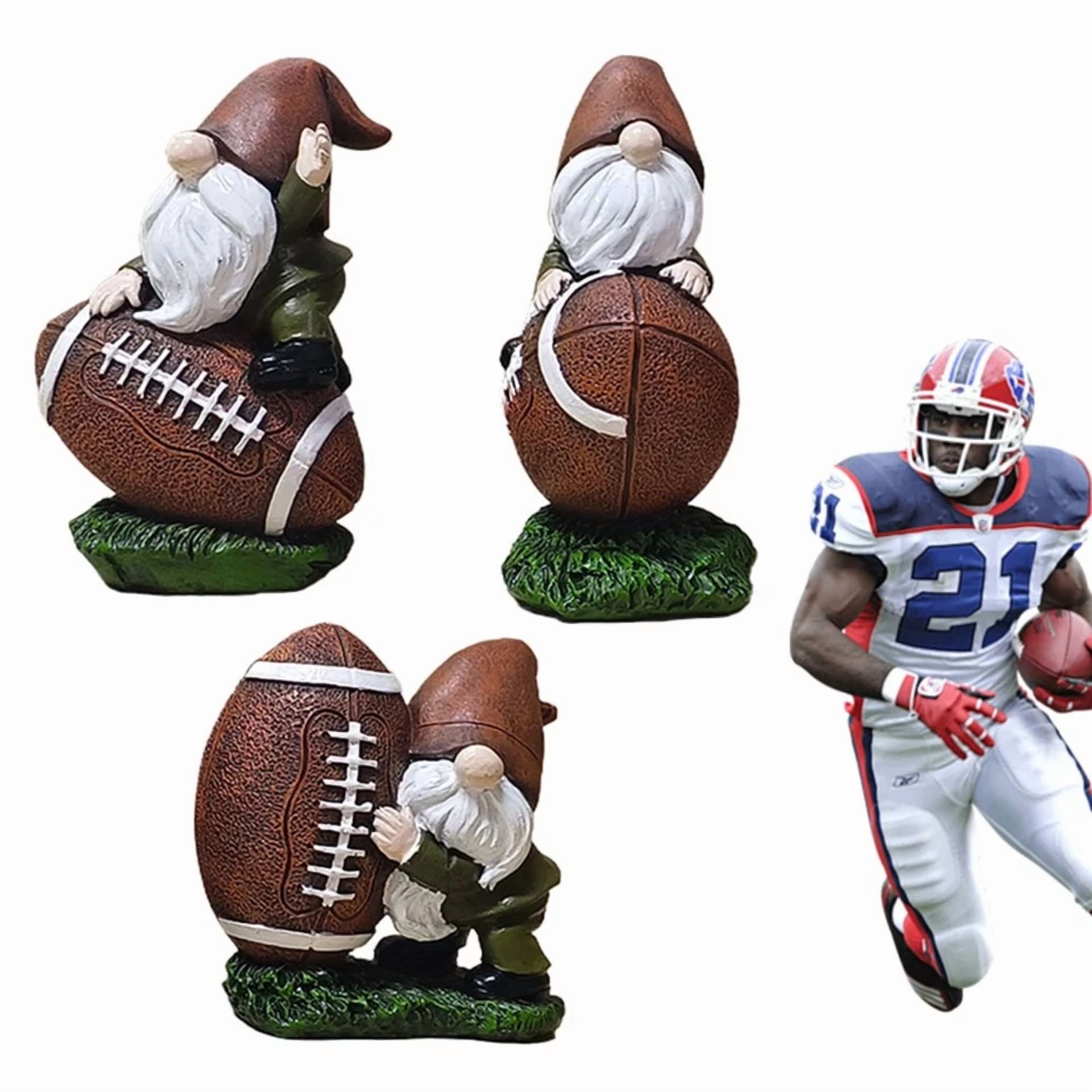 3Pcs Rugby Gnome Garden Ornament Figurine Statue Sculpture Home Garden Decor