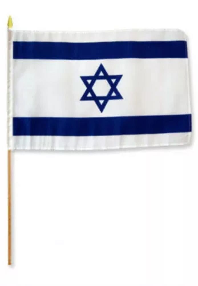 12X18 12"X18" Israel Country Stick Flag 24" Wood Staff 100D