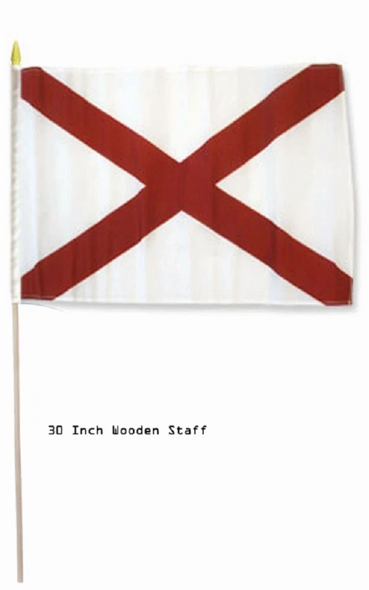 12X18 12"X18" State Of Alabama Stick Flag 30" Wood Staff