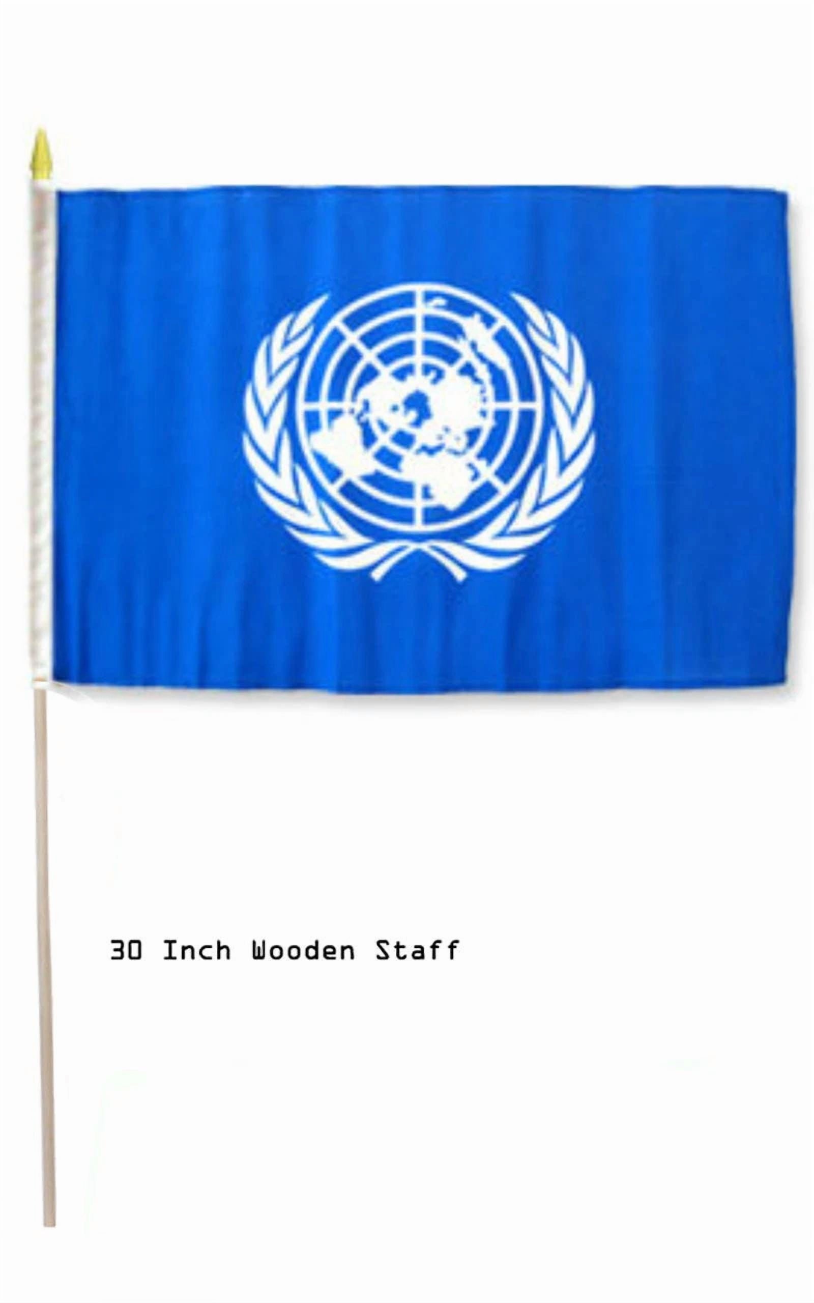 12X18 12"X18" United Nations Country Stick Flag 30" Wood Staff 100D