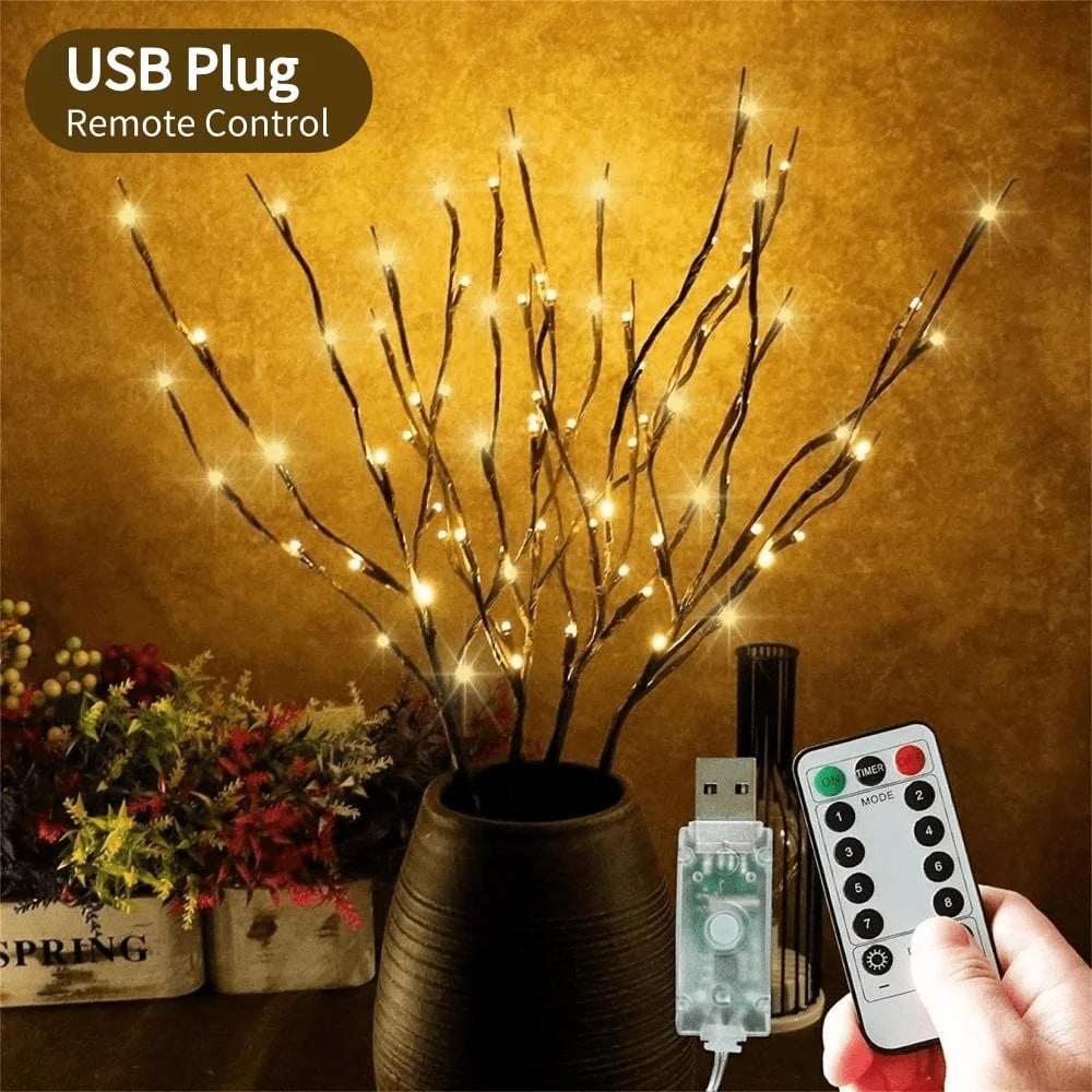 3 PACK Lighted Branches Lights With Remote Control Timer, Light Up Twig Lights for Valentine's Day Party Romantic Gift (USB Plug,30in, 60 LED, Dimmable, Warm White)