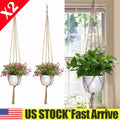 2 Pack Garden Plant Hanger Macrame Hanging Planter Basket Rope Pot Holder Decor