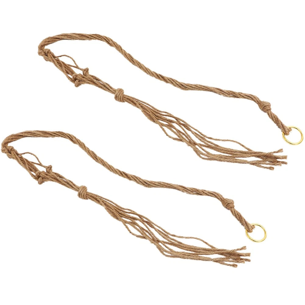 2 Pcs Flower Hanger Plant Hanging Basket Net Bag Pot Rope Jute Hangers Outdoor