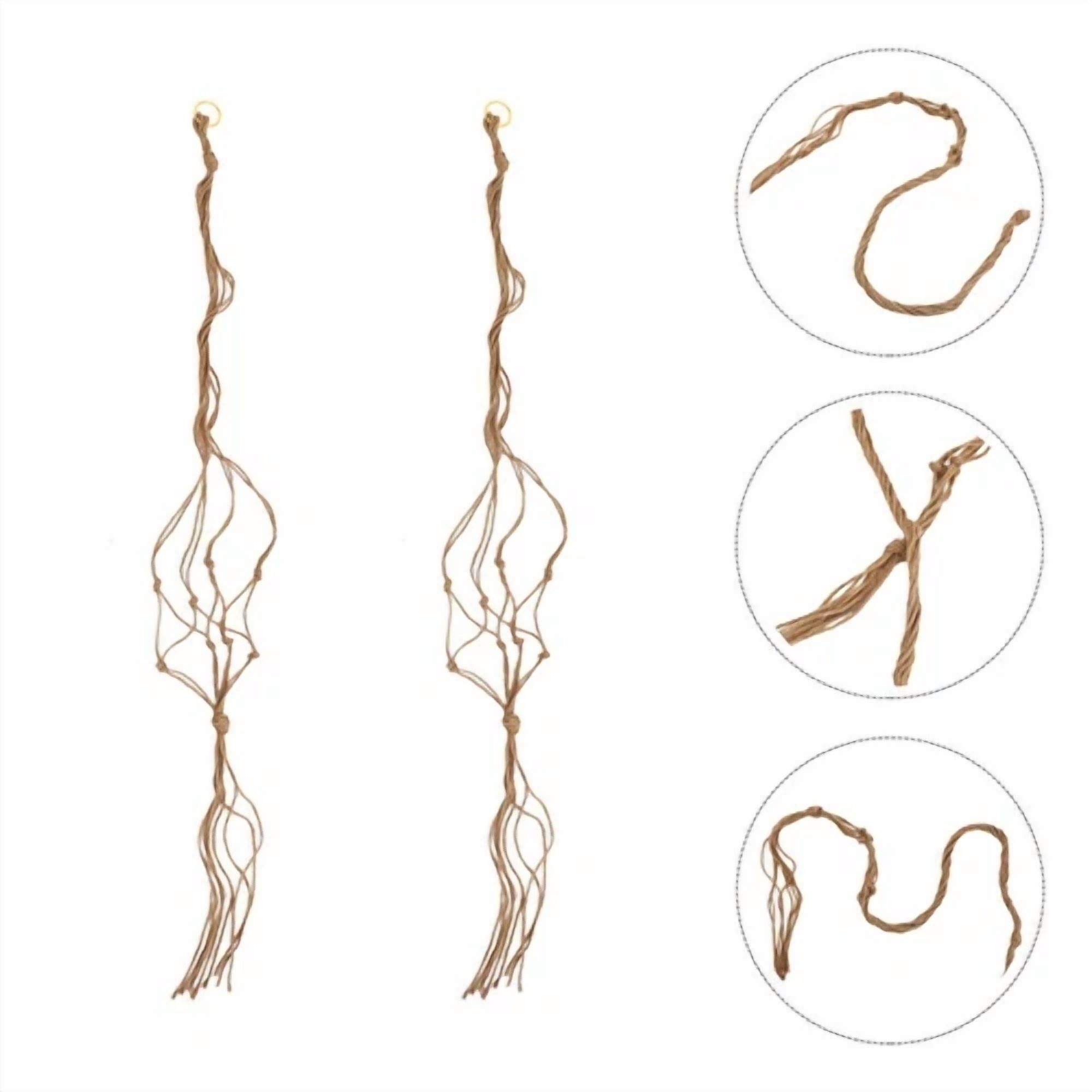 2 Pcs Hanging Basket Net Bag Decorative Pot Holders Jute Plant Hanger