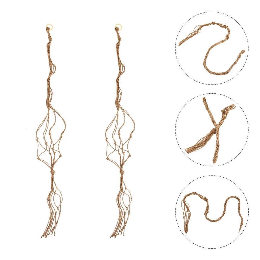 2 Pcs Plant Pot Hanging Basket Net Bag Rope Jute Hangers Indoor/Outdoor