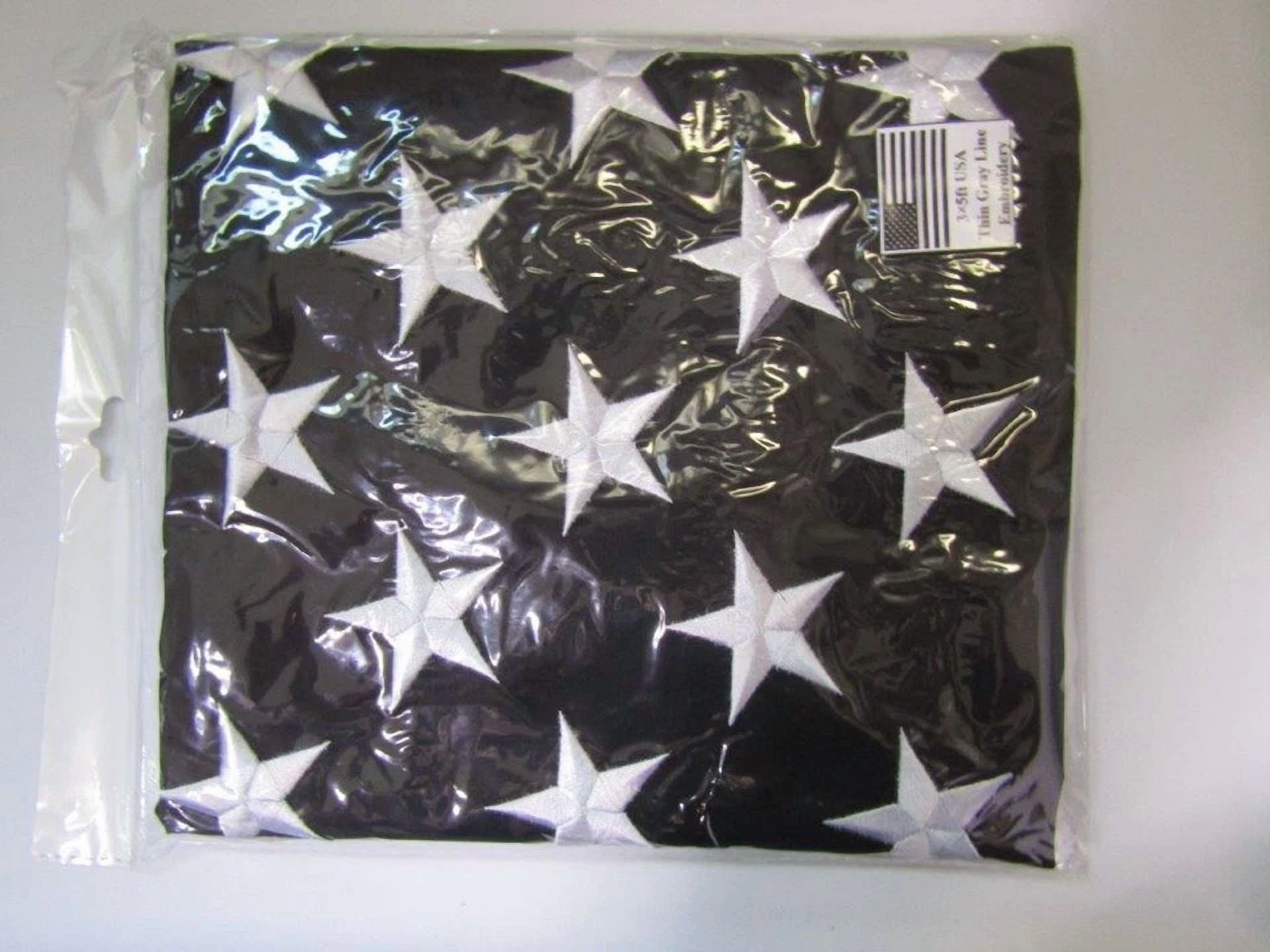 3X5 Embroidered Sewn American Usa Thin Grey Gray Line 220D Nylon Flag Grommets