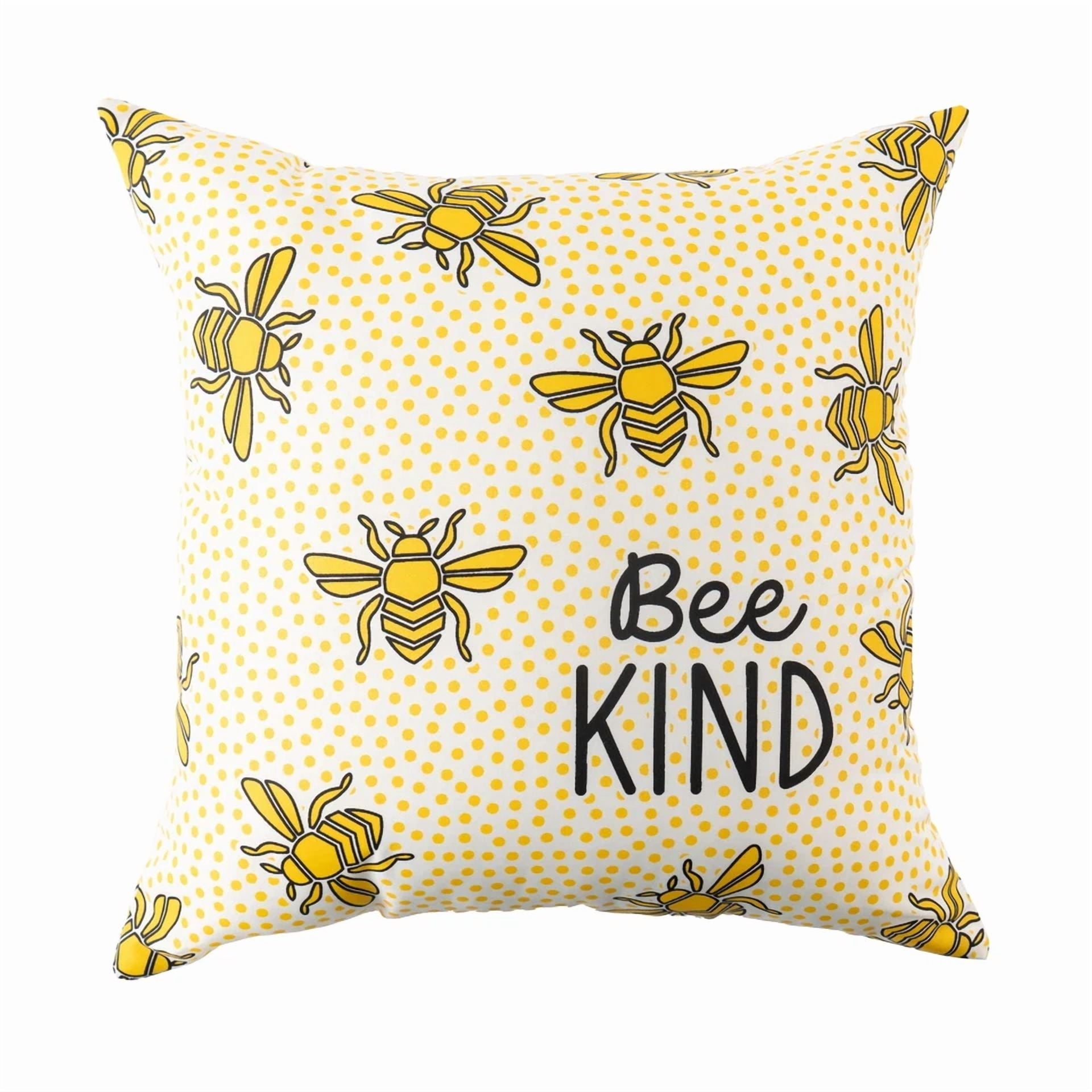 (2 Pk) Bee Kind Dots Reversible Outdoor Throw Pillow 16 Inch Multicolour Novelty