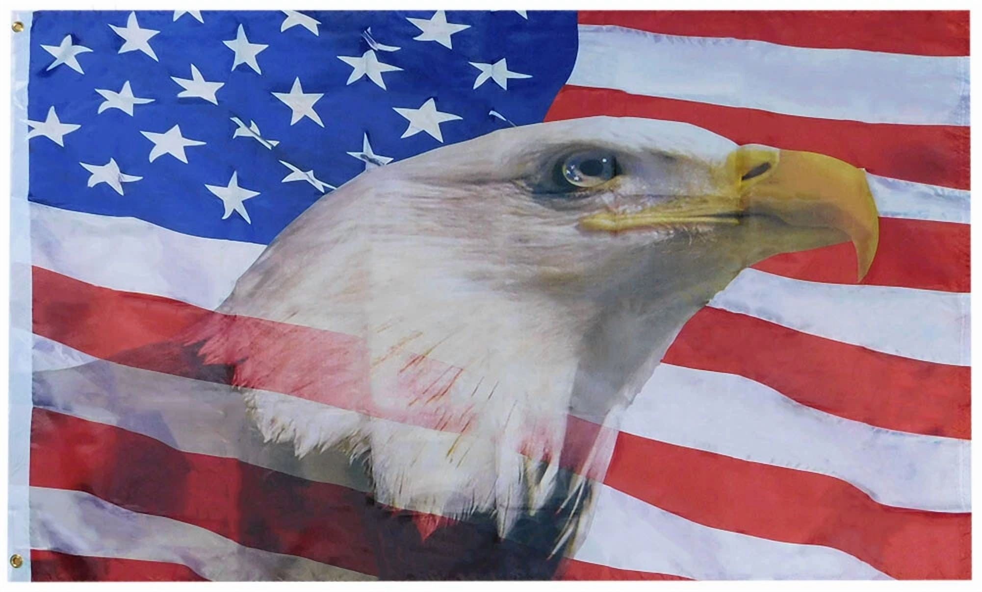 3X5 Usa American Freedom Eagle Premium 3'X5' 68D Woven Poly Nylon Flag Banner