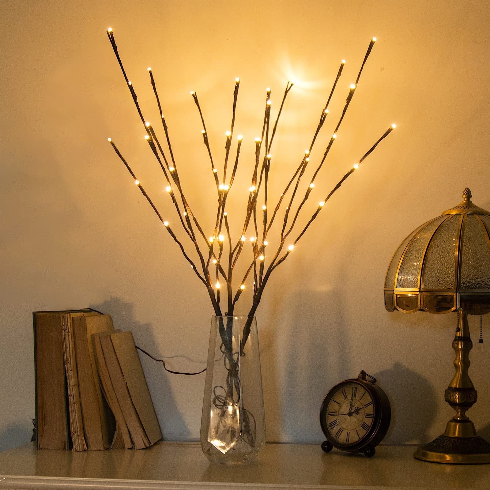 3 PACK Lighted Branches Lights With Remote Control Timer, Light Up Twig Lights for Valentine's Day Party Romantic Gift (USB Plug,30in, 60 LED, Dimmable, Warm White)