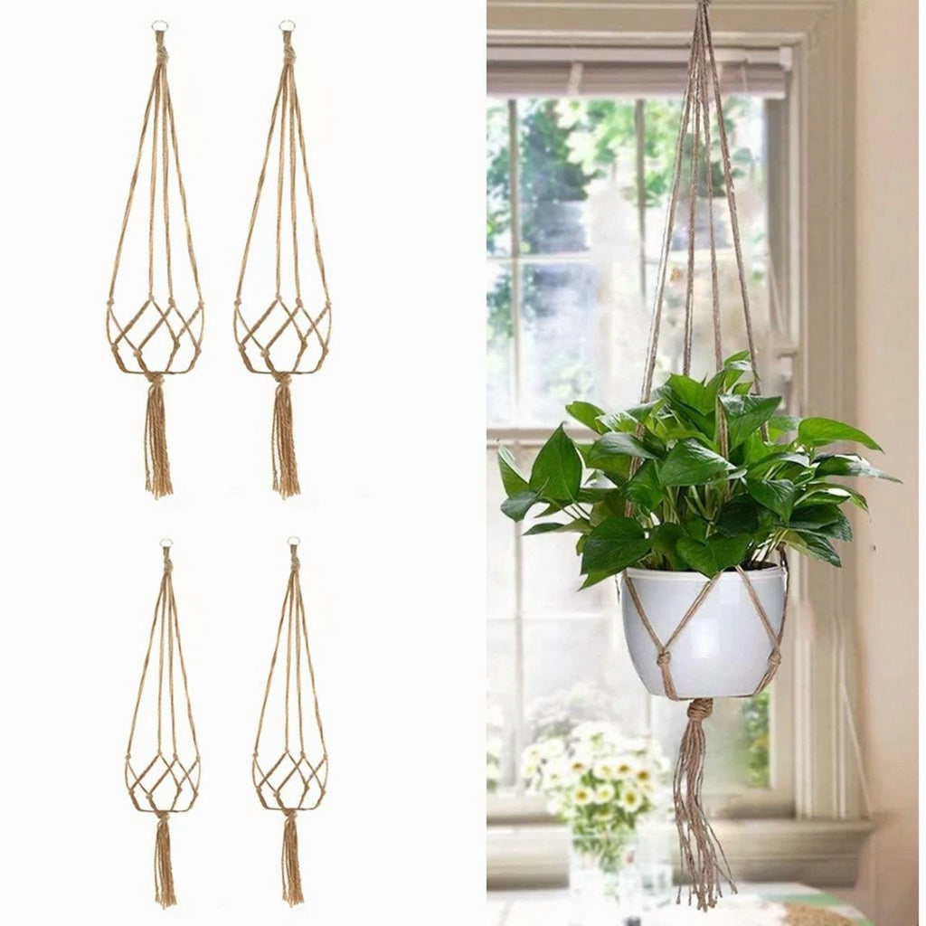 2 Pack Garden Plant Hanger Macrame Hanging Planter Basket Rope Pot Holder Decor
