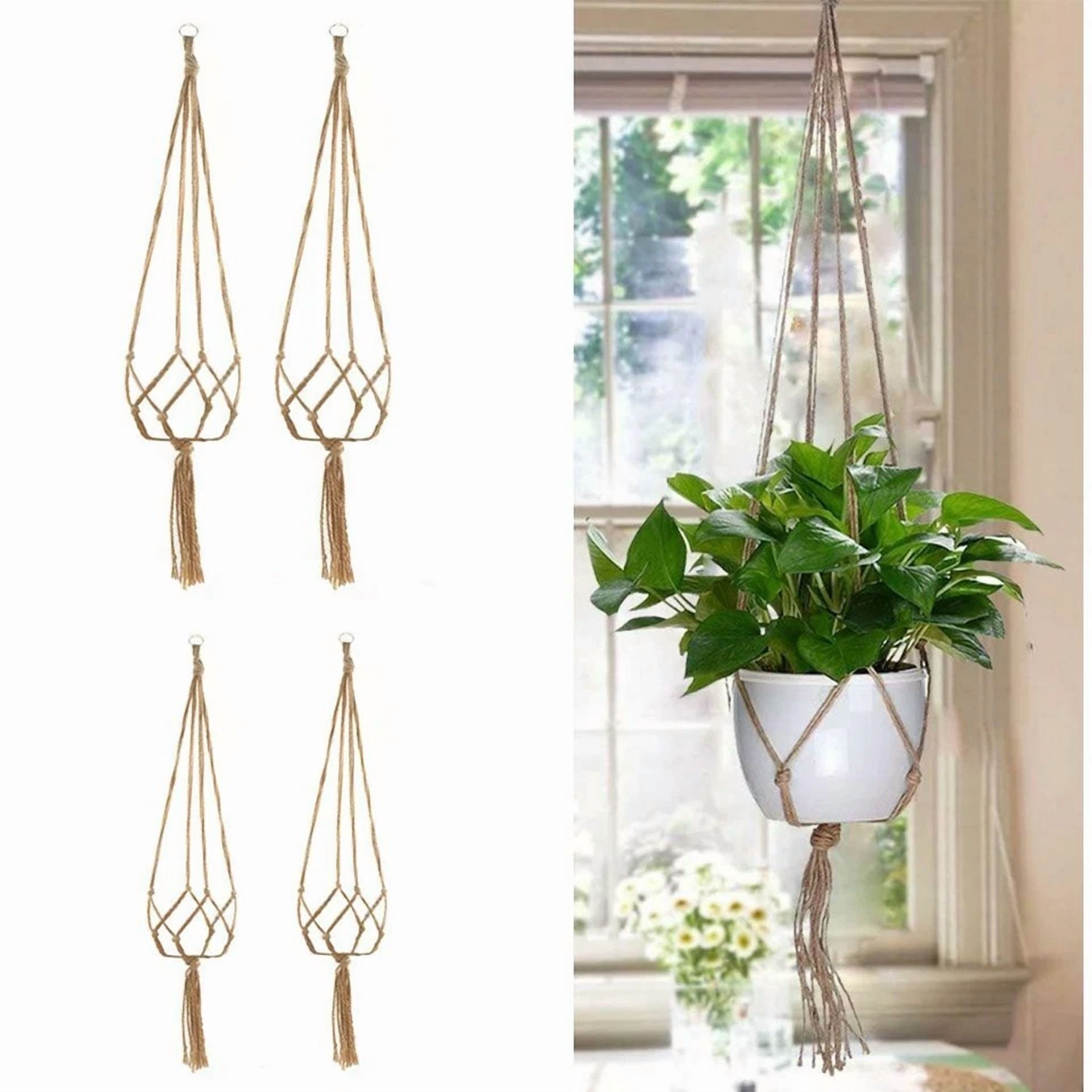 2 Pack Garden Plant Hanger Macrame Hanging Planter Basket Rope Pot Holder Decor