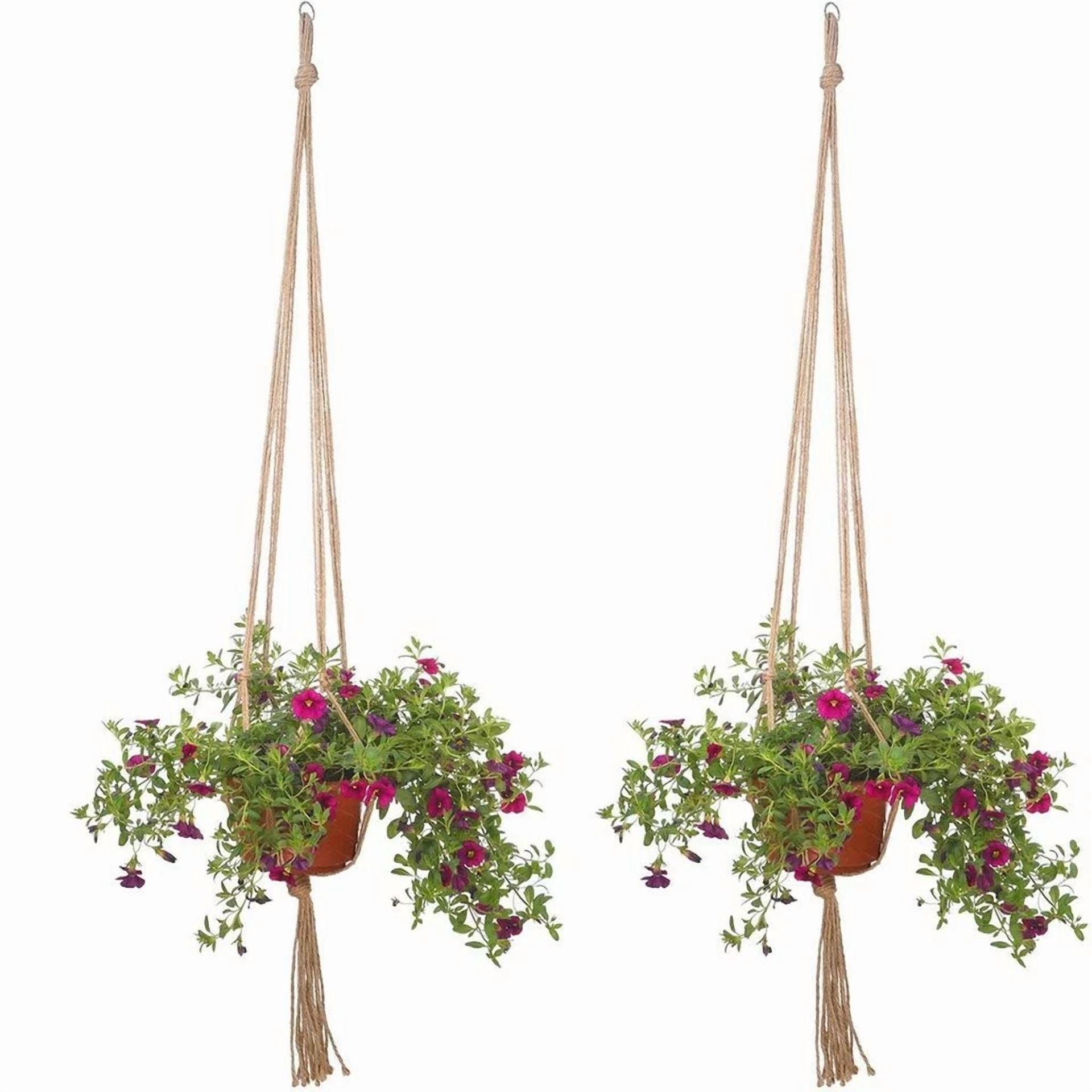 2 Pack Garden Plant Hanger Macrame Hanging Planter Basket Rope Pot Holder Decor