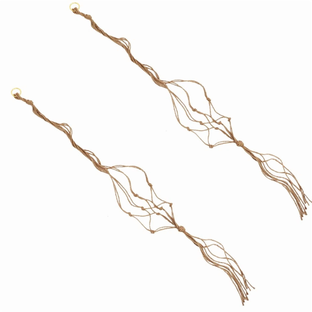 2 Pcs Indoor Plant Basket Hanging Net Bag Jute Holder Hangers Outdoor