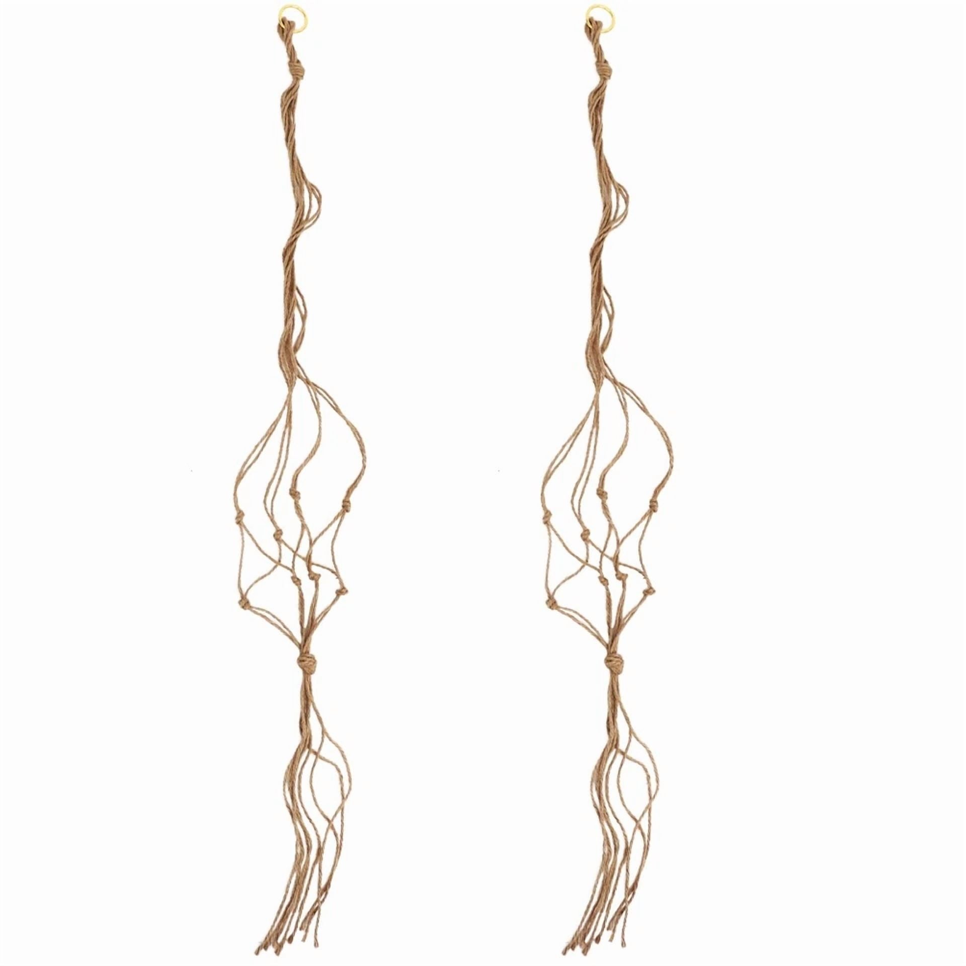 2 Pcs Indoor Plant Basket Hanging Net Bag Plants Holder Ceiling Jute Hangers