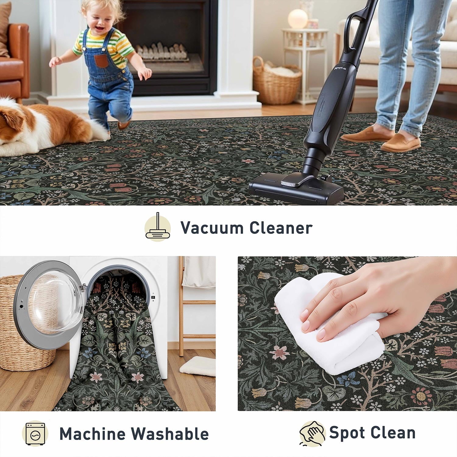 BERTHMEER 2'x6' Washable Runner Rugs for Hallway Bathroom Bedroom Entryway Kitchen Non Slip Vintage Oriental Traditional Distressed Indoor Runner Rugs,Deep Green