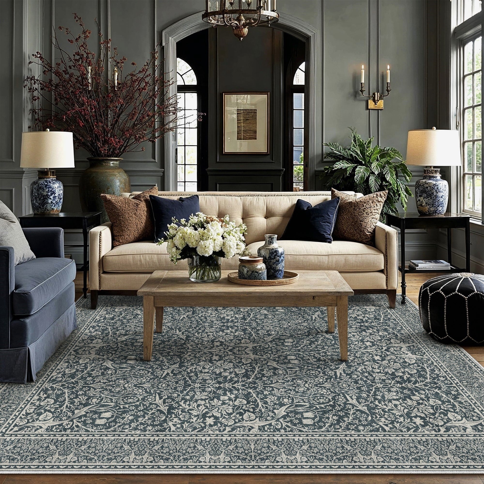 BERTHMEER 2'x6' Washable Runner Rugs for Hallway Bathroom Bedroom Entryway Kitchen Non Slip Vintage Oriental Traditional Distressed Indoor Runner Rugs,Deep Green