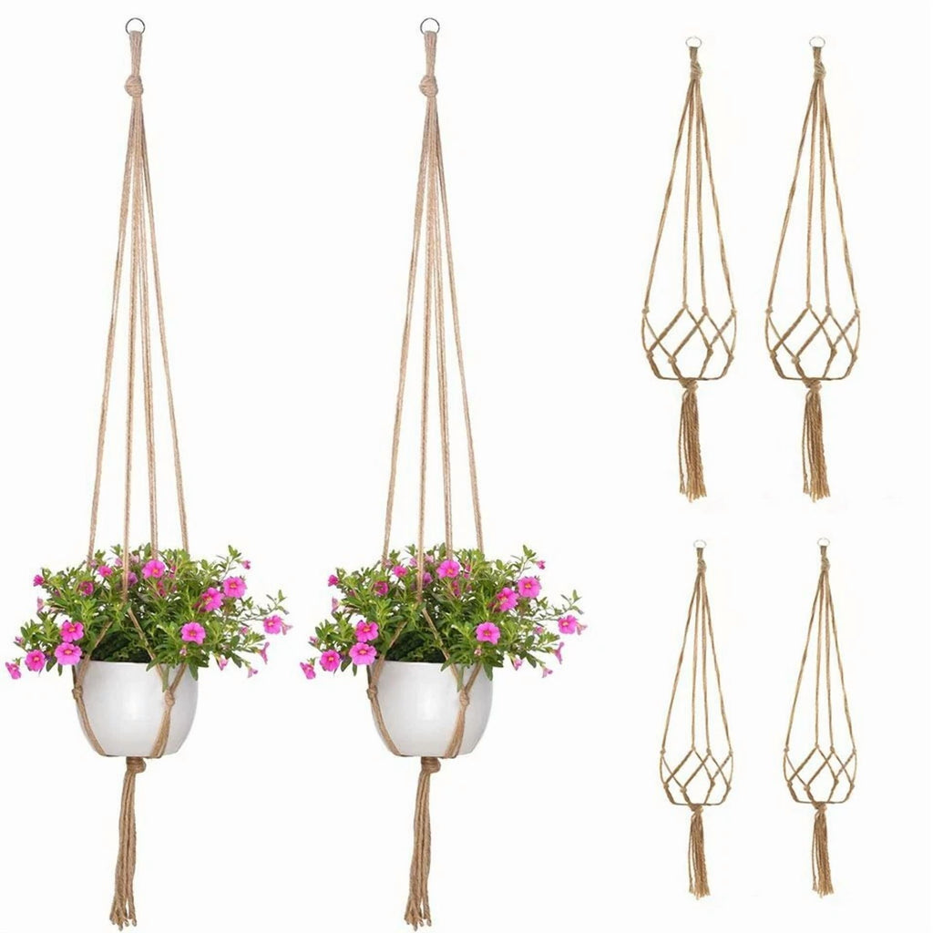 2 Pack Garden Plant Hanger Macrame Hanging Planter Basket Rope Pot Holder Decor