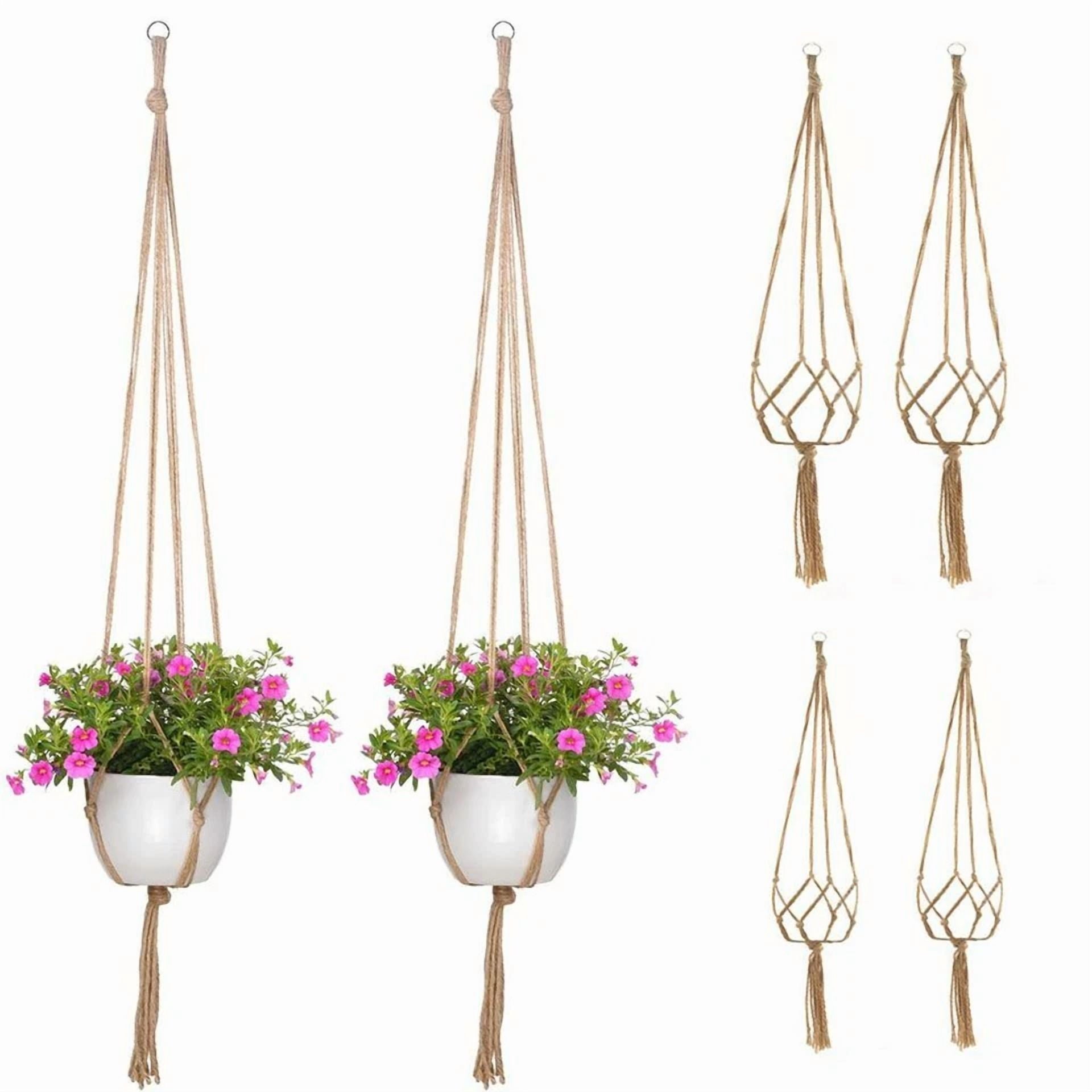 2 Pack Garden Plant Hanger Macrame Hanging Planter Basket Rope Pot Holder Decor