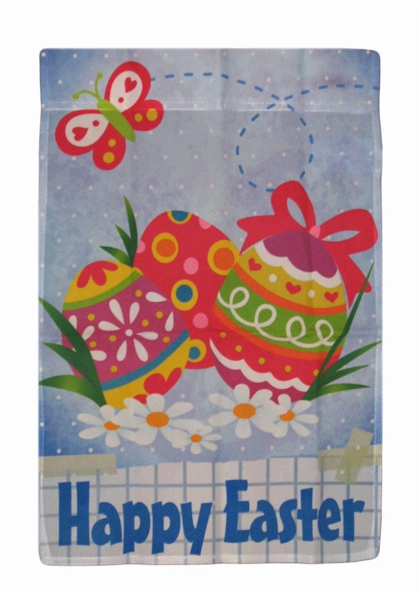 12X18 Happy Easter Eggs Banner Sleeved Garden 12"X18" Flag