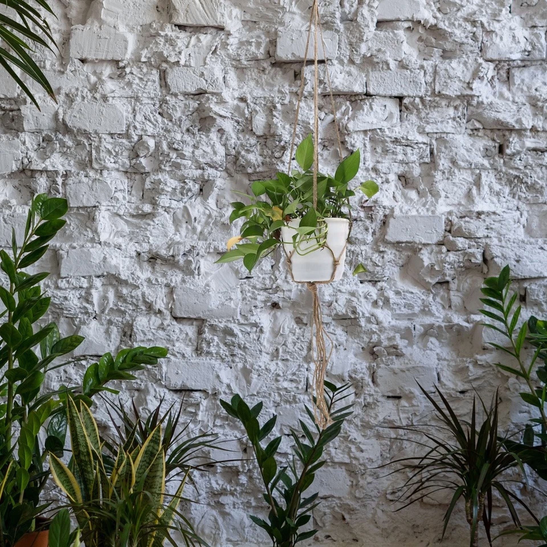 2 Pcs Hanging Basket Net Bag Rope Pot Jute Plant Hangers Outdoor