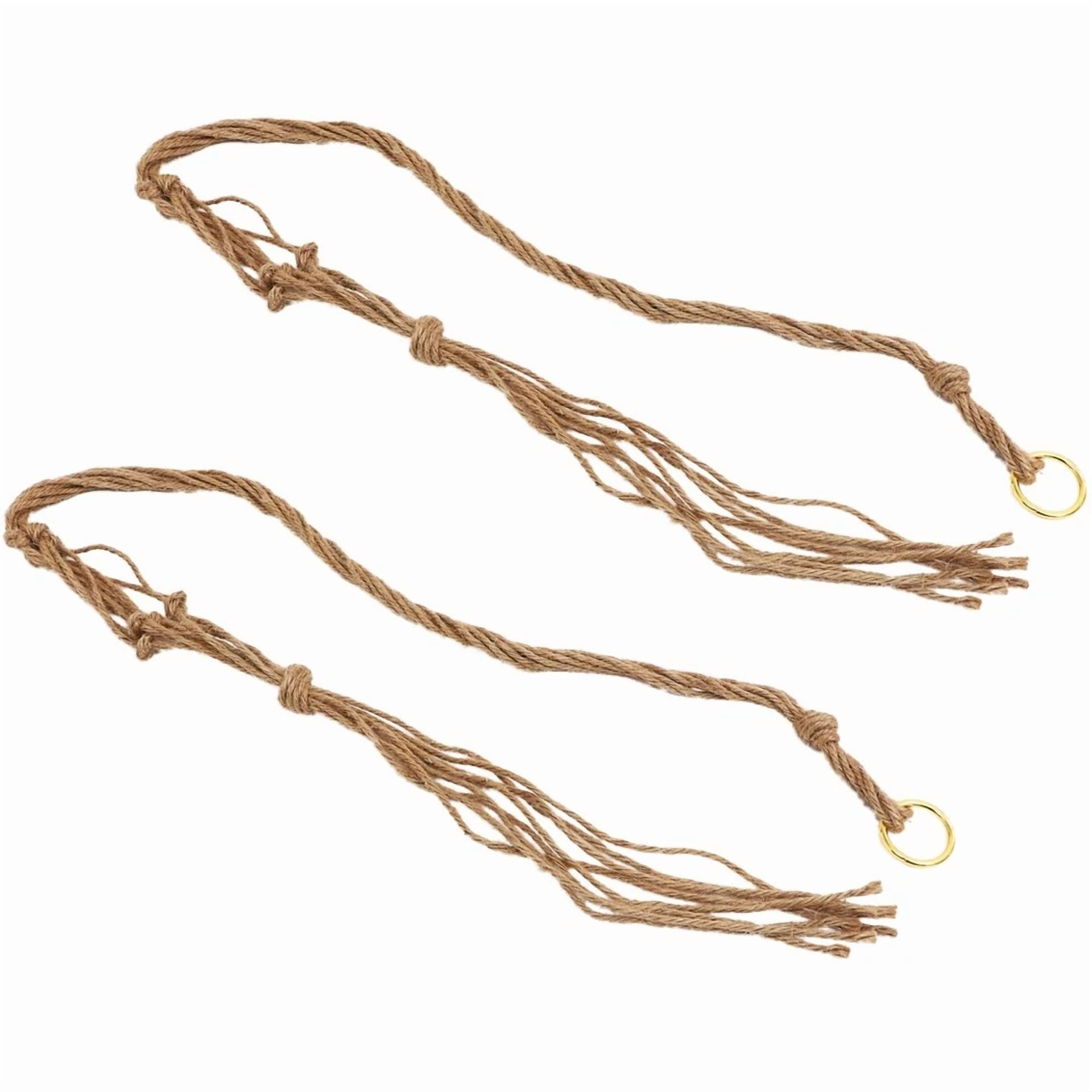 2 Pcs Hanging Basket Net Bag Jute Plant Hanger Hangers Indoor/Outdoor