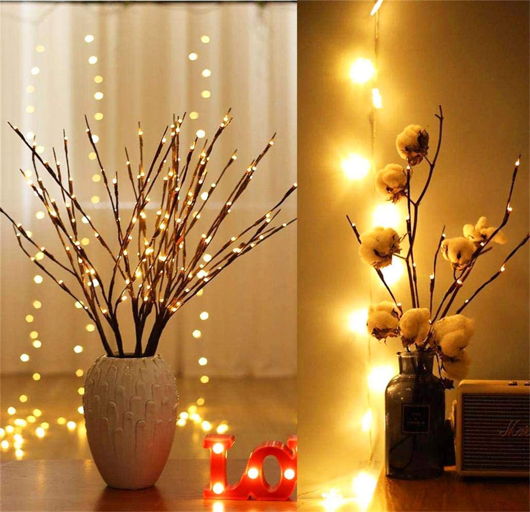 3 PACK Lighted Branches Lights With Remote Control Timer, Light Up Twig Lights for Valentine's Day Party Romantic Gift (USB Plug,30in, 60 LED, Dimmable, Warm White)