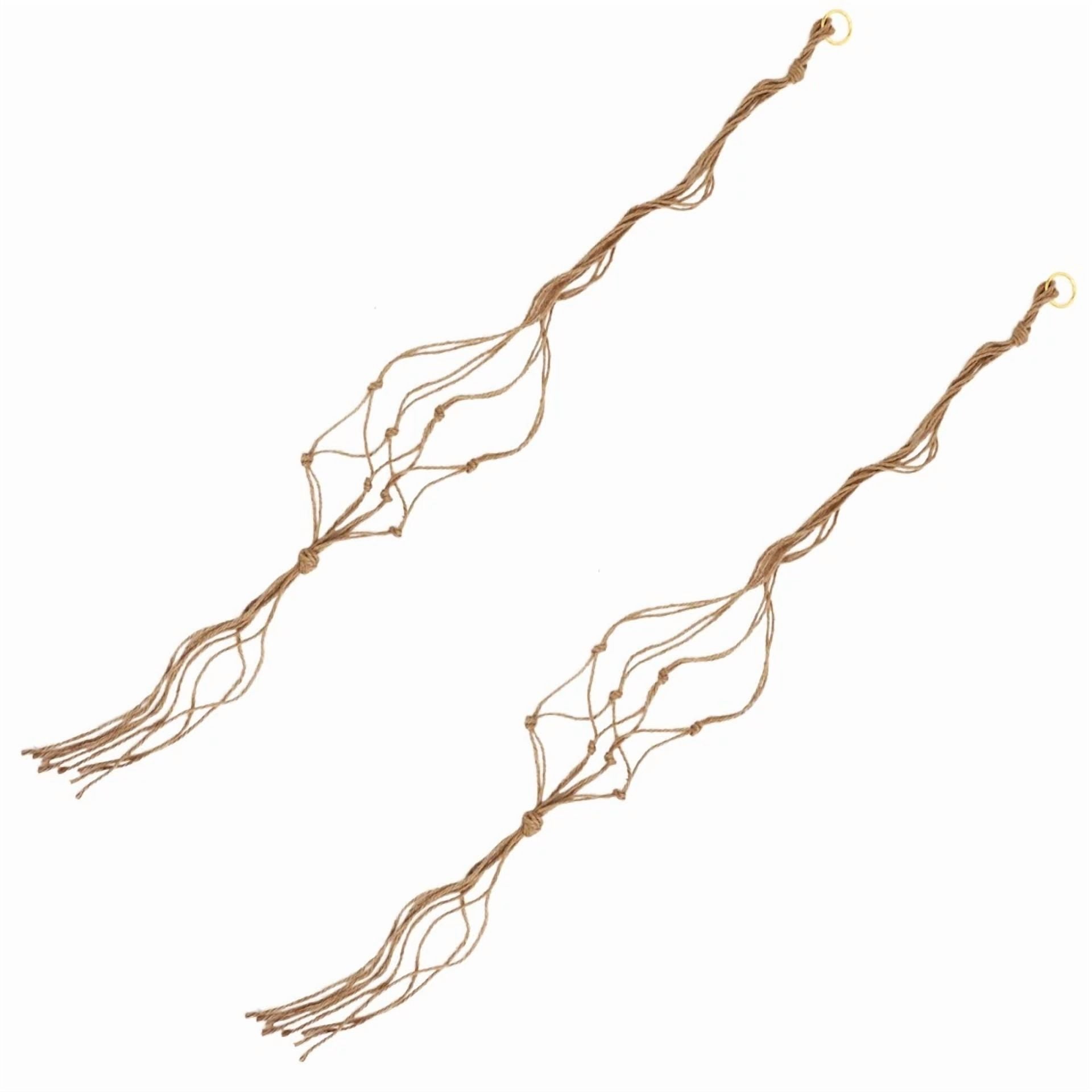 2 Pcs Plant Pot Hanging Basket Net Bag Jute Flower Hanger Macrame